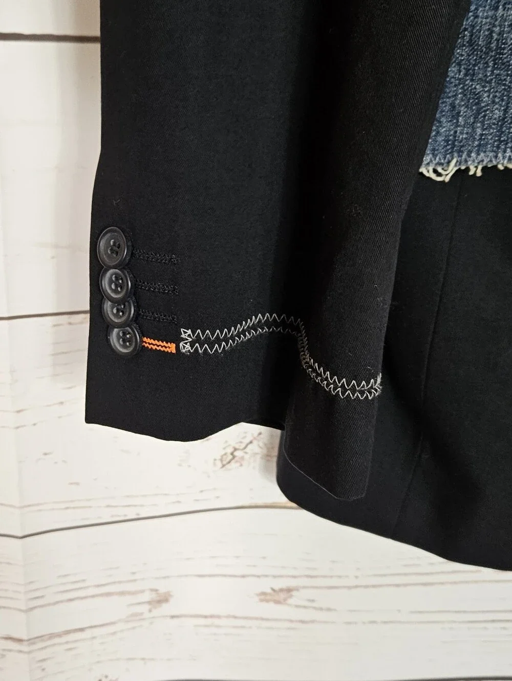 7 Diamonds | Richards Denim Patch Black Sport Coat Blazer